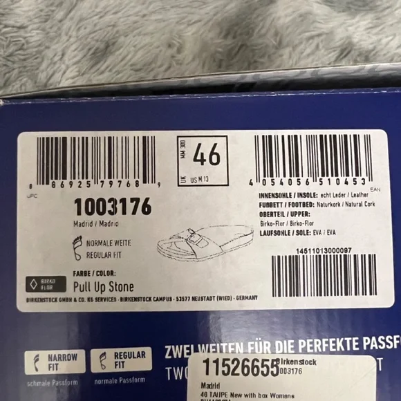 New Birkenstock Men Madrid Birko-Flor Sandals Pull Up Stone - Picture 6 of 7